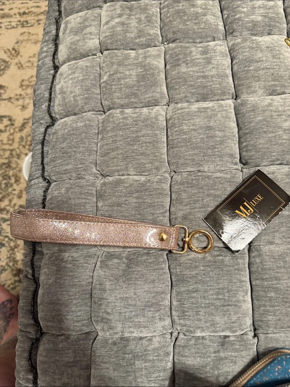 Makeup Junkie Rose Gold Glitter Wristlet Strap